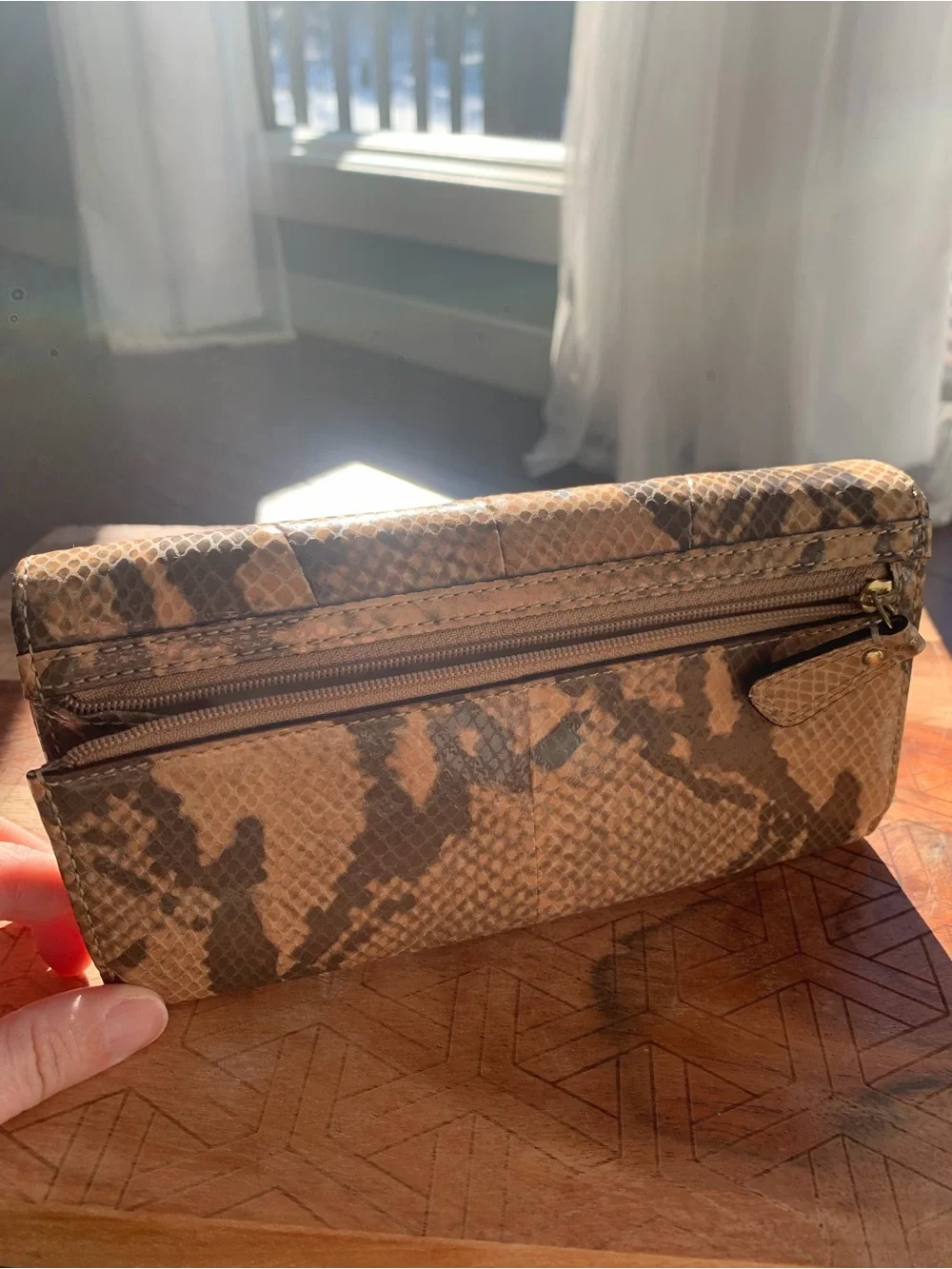 Coach Snake-Embossed Buckle Wallet - Brown and Black